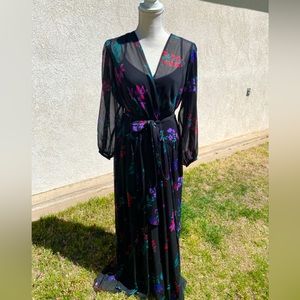 Calvin Klein, maxi dress, puff sleeve dress, formal dress, floor length